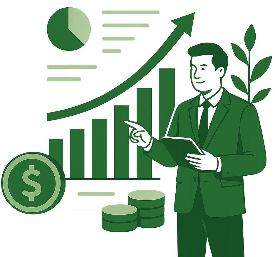 Man Showing data chats